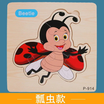 Wooden Puzzle 3D Puzzles Educational Toy Montessori Cartoon Anime Puzzle Toys for Children Kids Gifts Animal Puzzle Toy
