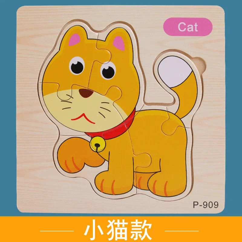Wooden Puzzle 3D Puzzles Educational Toy Montessori Cartoon Anime Puzzle Toys for Children Kids Gifts Animal Puzzle Toy
