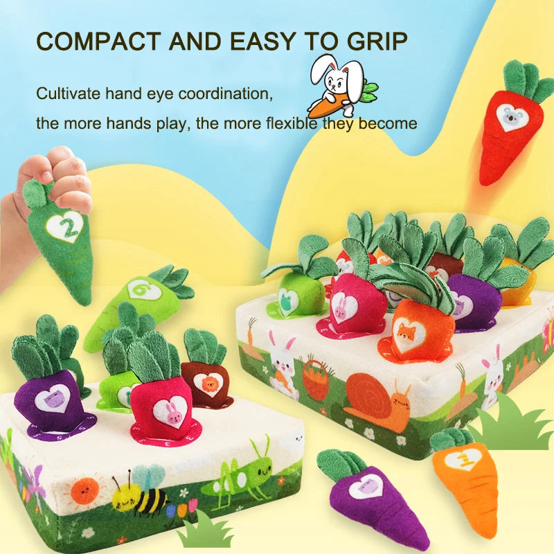 Montessori Toys Pull Carrot Plush Sensory Toys for Babies Development Game Matching Puzzle Educational Toys for Children