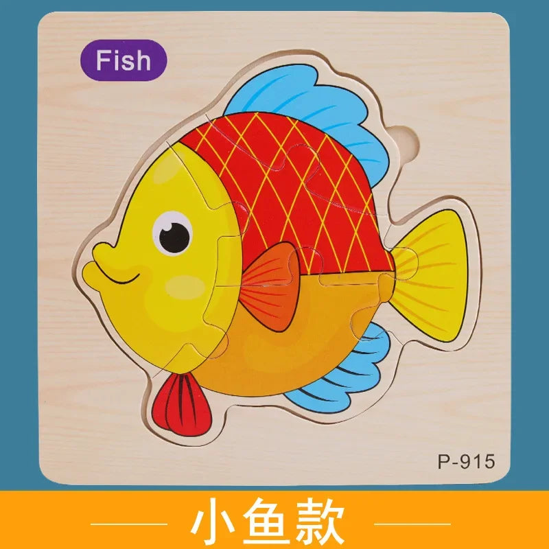 Wooden Puzzle 3D Puzzles Educational Toy Montessori Cartoon Anime Puzzle Toys for Children Kids Gifts Animal Puzzle Toy