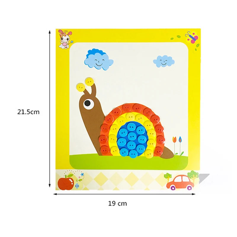 Kids Handmade DIY Button Stickers Paste Painting Puzzle Children Cartoon Creative Sticker Art Class Painting Drawing Craft Toys
